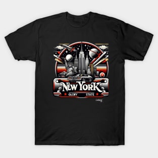 Empire Essence: New York's Urban Glow - American Vintage Retro style USA State T-Shirt